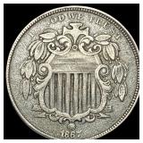1867 Shield Nickel NEARLY UNCIRCULATED