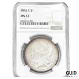 1881-S Morgan Silver Dollar NGC MS63