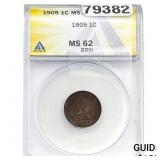 1905 Indian Head Cent ANACS MS62 BRN