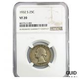 1932-S Washington Silver Quarter NGC VF20