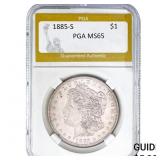 1885-S Morgan Silver Dollar PGA MS65