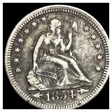 1854 Arrows Seated Liberty Quarter LIGHTLY CIRCULA