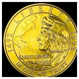 1992-W Gold $5 Christopher Columbus SUPERB GEM BU