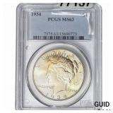 1934 Silver Peace Dollar PCGS MS63