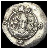 Sasanian Khosrow I 531-579 AD Silver Drach NEARLY