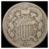 1871 Bronze Two-Cent Piece LIGHTLY CIRCULATED