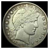 1908-D Silver Barber Half Dollar ABOUT UNCIRCULATE