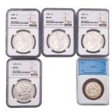 [5 Coins] 1880-1901 Morgan Silver Dollar NGC/NNC
