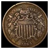 1864 Two-Cent Piece NEARLY UNCIRCULATED