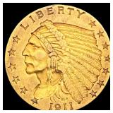1911 Indian Head Gold $2.50 Quarter Eagle CLOSELY