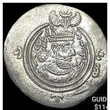 Sasanian Khosrow II 590-628 AD Silver Drachm UNCI