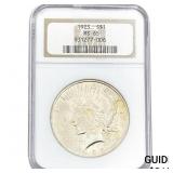 1923 Silver Peace Dollar NGC MS65