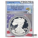 2023-W Silver Eagle ANACS PR70 DCAM Struck in 2022