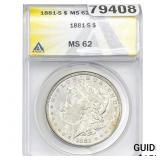 1881-S Morgan Silver Dollar ANACS MS62