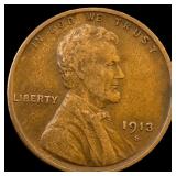 1913-S Lincoln Wheat Cent NEARLY UNCIRCULATED