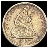 1857-O Silver Seated Liberty Quarter NEARLY UNCIRC