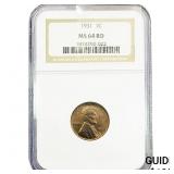 1931 Wheat Cent NGC MS64