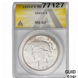 1923-D Silver Peace Dollar ANACS MS62