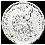 1857-O Silver Seated Liberty Dime CLOSELY UNCIRCU