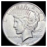 1924-S Silver Peace Dollar CHOICE AU