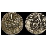 [2 Coins] 700-1000 AD India Rajput Silver Jital NE