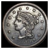 1850 Braided Hair Large Cent ABOUT UNCIRCULATED