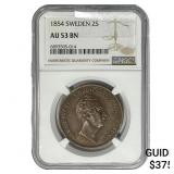 1854 Sweden 2 Skilling NGC AU53 BRN