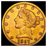 1897-S Liberty Head Half Eagle $5 Gold CLOSELY UNC