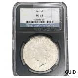 1922 Silver Peace Dollar NGC MS63
