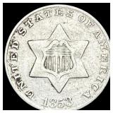 1853 Silver Three-Cent Piece NEARLY  UNCIRCULATED