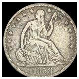 1858 Silver Half Dollar (Seated Liberty) ABOUT UNC