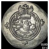 Sasanian Khosrow II 590-628 AD Silver Drachm UNCI