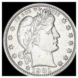1901 Silver Barber Quarter CLOSELY  UNCIRCULATED