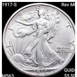 1917-S Rev MM Walking Liberty Half Dollar CHOICE B