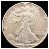 1938-D Walking Liberty Half Dollar NEARLY  UNCIRC