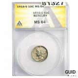1916-S Mercury Silver Dime ANACS MS64