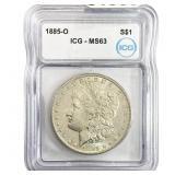 1885-O Morgan Silver Dollar ICG MS63