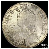 1736 Colonial France Silver Ecu  NEARLY UNCIRCULAT