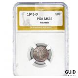 1945-D Mercury Silver Dime PGA MS65 Monster