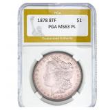 1878 8TF Morgan Silver Dollar PGA MS63 PL