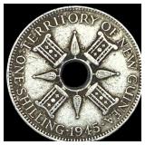 1945 New Guinea Silver 1 Shilling  UNCIRCULATED