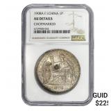 1908A France Indochina Silver 1 Piastre Chopmarked