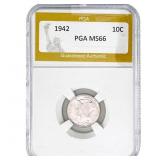 1942 Mercury Silver Dime PGA MS66