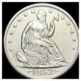 1853 Arrows/Rays Seated Liberty Half Dollar  CLOS