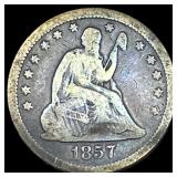 1857 Seated Liberty Silver Quarter LIGHTLY  CIRCU