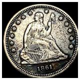 1861 Seated Liberty Quarter NEARLY  UNCIRCULATED
