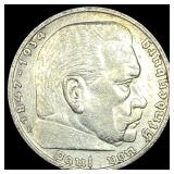 1936 Germany Silver 5 Mark CLOSELY UNCIRCULATED