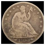 1853 Arrows/Rays Seated Liberty Half Dollar  NICE