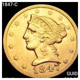 1847-C $5 Gold Half Eagle UNCIRCULATED