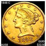 1842-C $5 Gold Half Eagle CHOICE AU